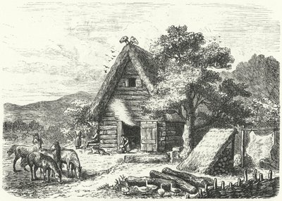 Antigua casa de campo alemana (grabado) de Heinrich Leutemann