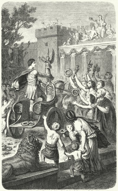 Recepción de un campeón olímpico en su ciudad natal en la Antigua Grecia de Heinrich Leutemann