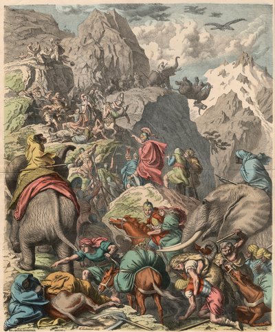 Segunda Guerra Púnica: Aníbal cruzando los Alpes, 1866 de Heinrich Leutemann