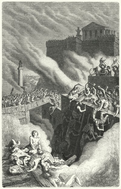 Asalto de la Byrsa y la destrucción de Cartago de Heinrich Leutemann