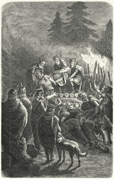 Funeral de los suevos en la antigua Alemania de Heinrich Leutemann