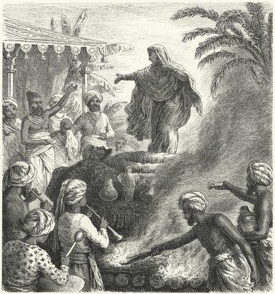 Suttee, costumbre funeraria hindú de Heinrich Leutemann