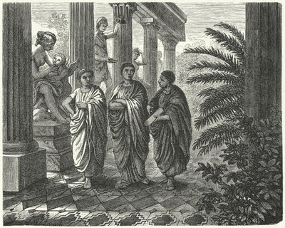 El emperador romano Augusto, Gayo Mecenas y Virgilio de Heinrich Leutemann