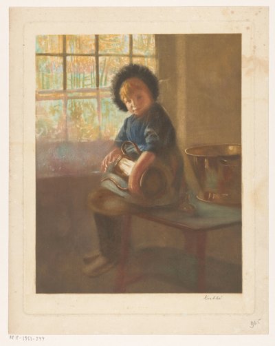 Chica puliendo una jarra de cobre de Heinrich M. Krabbé (signed by artist)