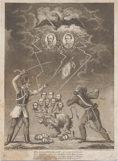 Alegoría de la supresión de la Revolución Húngara en 1849, 1849 de Heinrich Mansfeld