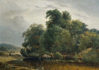 Paisaje con ganado y pastora de Heinrich Peyer