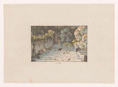 Vista de una cascada en Orbe à Orbe (título sobre objeto) Vistas de Suiza (título de la serie) Collection de quelques vues dessinées en Suisse d
