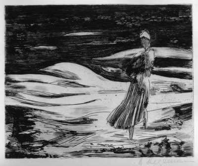 Niña en la playa al atardecer (Sylt) de Heinrich Stegemann