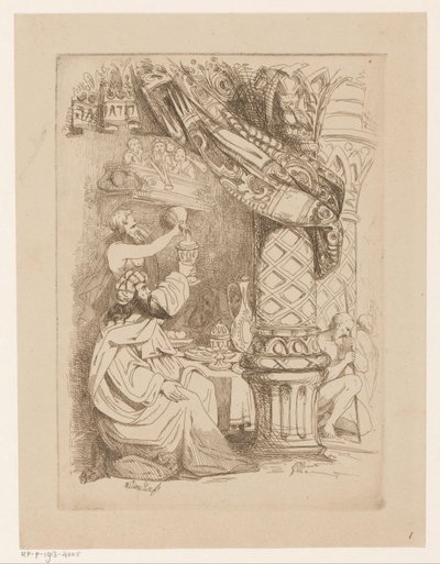 El hombre en un banquete recibe una recarga Gula (Gula) Pecados Capitales y la Caída (título de la serie) de Heinrich Vianden
