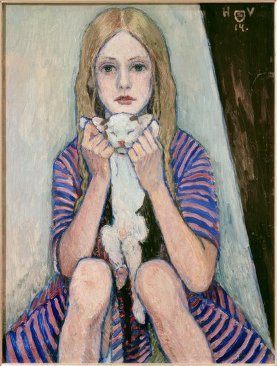 Niño con gato de Heinrich Vogeler