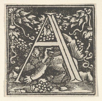 Letra inicial A con putto de Heinrich Vogtherr
