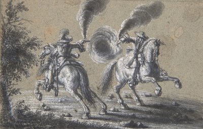 Dos jinetes disparándose de Heinrich Werdmuller