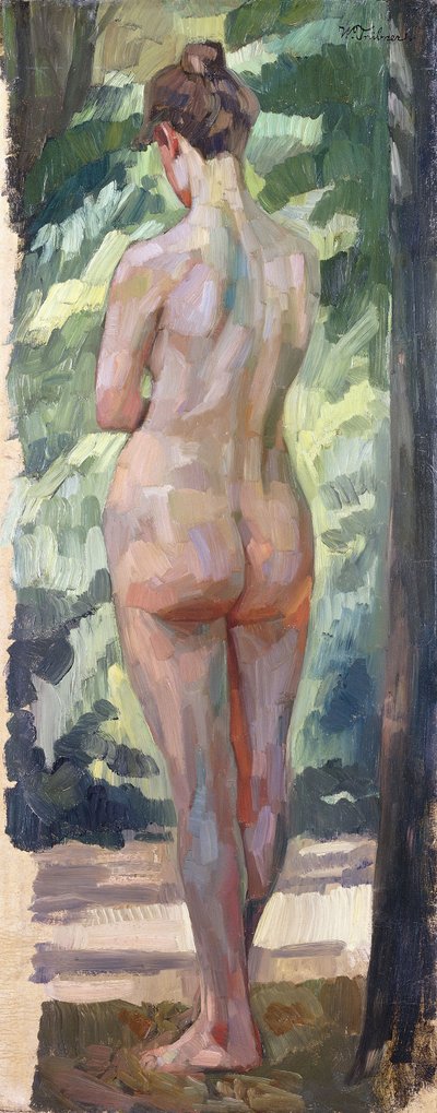 Desnudo de Pie; Stehender Ruckenakt, 1898 de Heinrich Wilhelm Truebner