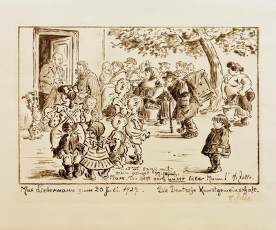 Hoja de cumpleaños para el 80 cumpleaños de Liebermann de Heinrich Zille