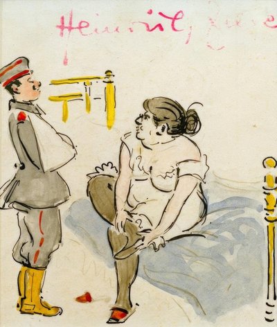 Soldado herido y prostituta de Heinrich Zille
