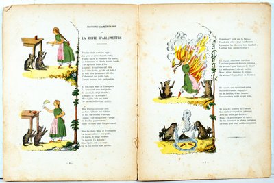 La historia lamentable de la caja de fósforos, ilustración de la traducción francesa de Struwwelpeter de Hoffmann hecha por Trim (Louis Gustave Ratisbonne, 1827-1900), c.1850 de Heinrich Hoffmann