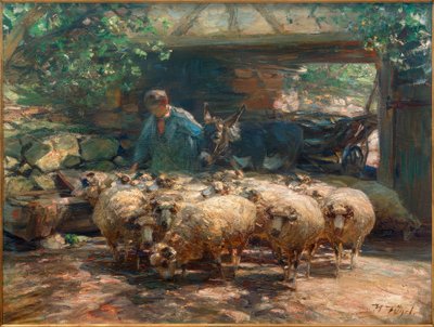 Salida del rebaño de ovejas de Heinrich von Zügel