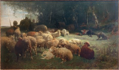 Pastor con ovejas de Heinrich von Zügel