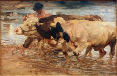 Mozo con vaca y buey de Heinrich von Zügel