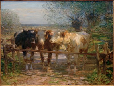 Vacas en la puerta de Heinrich von Zügel