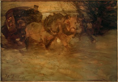 Diligencia en la nieve de Heinrich von Zügel