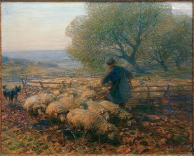 Ovejas saliendo del corral de Heinrich von Zügel