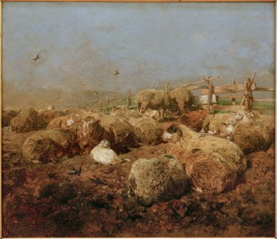 Ovejas en el corral de Heinrich von Zügel