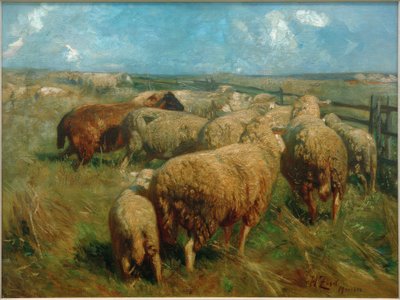 Rebaño de ovejas en pleno verano de Heinrich von Zügel