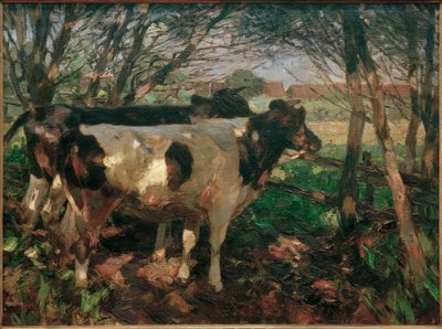 Dos vacas en la cerca de Heinrich von Zügel