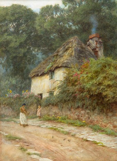 A Devonshire Cottage (acuarela) de Helen Allingham