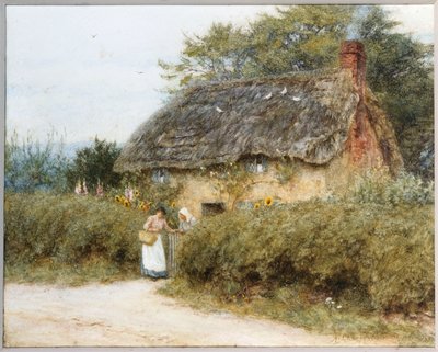 Una Cabaña con Techo de Paja cerca de Peaslake, Surrey de Helen Allingham