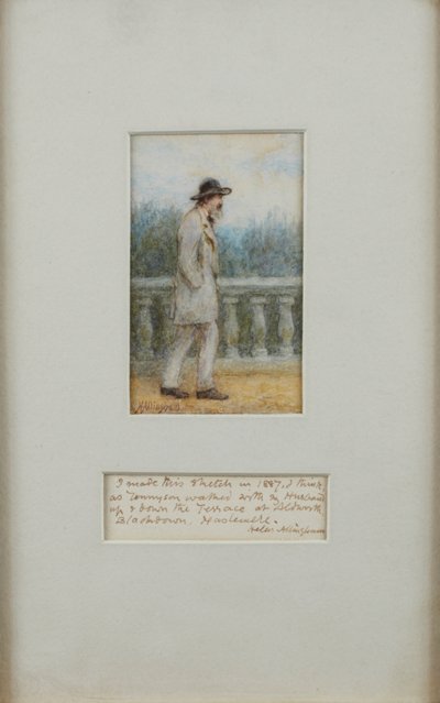 Alfred, Lord Tennyson en su jardín de Helen Allingham