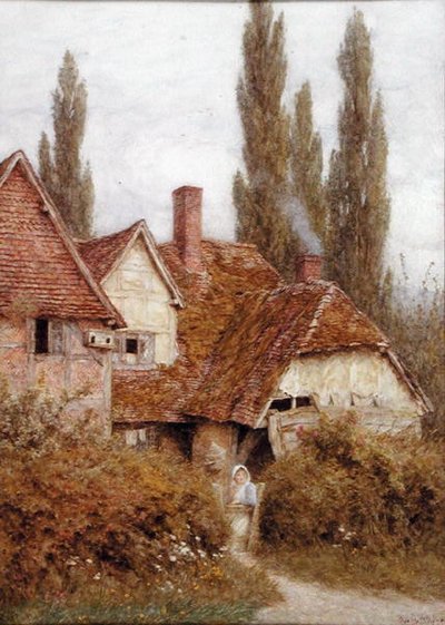 Una vieja granja en Didcot, c.1918 de Helen Allingham