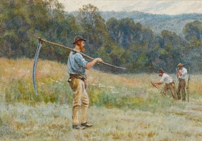 Cortando heno en las colinas de Surrey de Helen Allingham