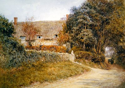 Alimentando a las palomas de Helen Allingham