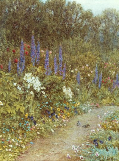 Jardín alrededor de su cabaña (acuarela) de Helen Allingham