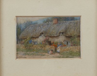 Cabaña Gris con Techo de Paja de Helen Allingham