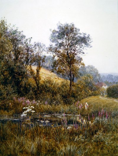 Recogiendo flores junto al estanque de Helen Allingham