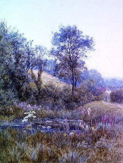 Recogiendo flores junto al estanque de Helen Allingham