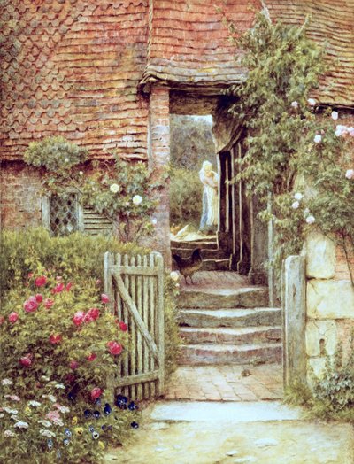 Bajo la Antigua Maltería, Hambledon, Surrey (acuarela sobre papel) de Helen Allingham