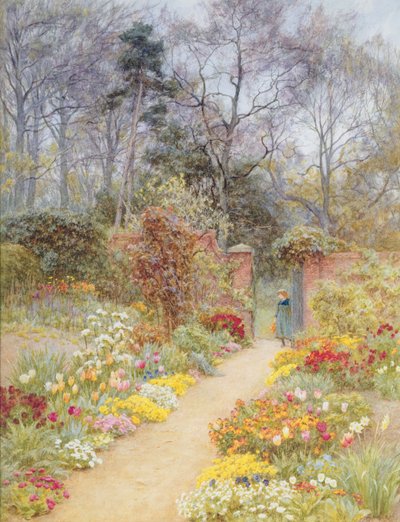 Jardín amurallado en primavera de Helen Allingham