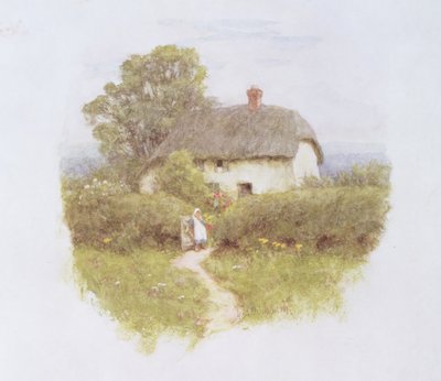 Niña Junto a la Puerta de la Cabaña de Helen Allingham