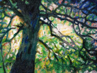 El roble de Silchester, 2016, óleo sobre lienzo de Helen White