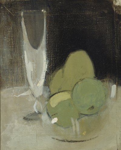 Manzanas verdes y copa de champán, 1934 de Helene Schjerfbeck