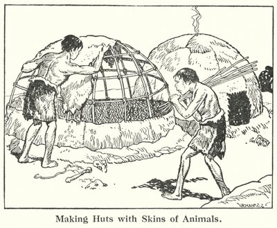 Construyendo chozas con pieles de animales de Helga von Cramm