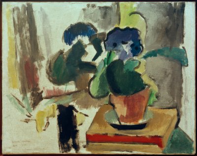 Naturaleza muerta con jarra de estaño y libro de Helmuth Macke