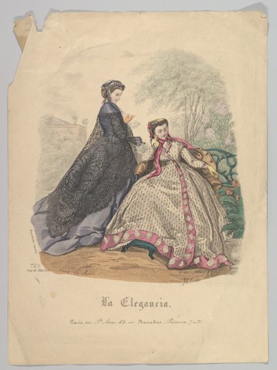 Dos Mujeres al Aire Libre, No. 720, de La Elegancia Barcelona, siglo XIX de Heloise Leloir