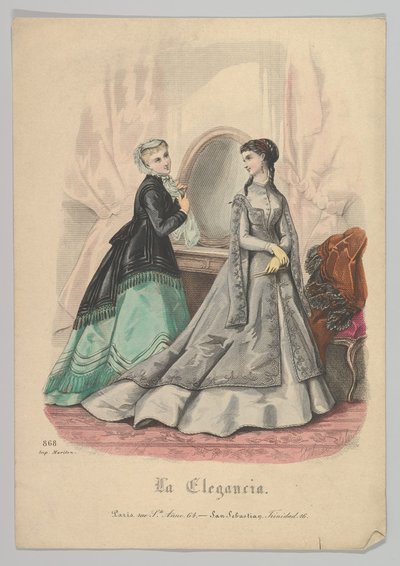 Dos Mujeres con un Espejo, No. 868, de La Elegancia San Sebastián, siglo XIX de Heloise Leloir