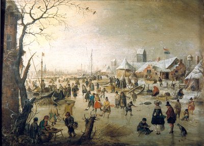 Holandés: Paisaje invernal con patinadores sobre hielo Una escena sobre el hielo de Hendrick Avercamp