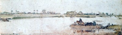 Paisaje fluvial con transbordador de cuerda, principios del siglo XVII de Hendrick Avercamp
